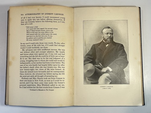 1920 Autobiography of Andrew Carnegie Book 1st Edition HC Antique VTG Black - Picture 13 of 14