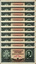 Hungary 10 Million Pengo, 1945, P-123, Used X 10 PCS