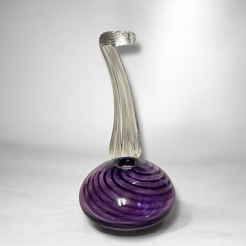 Vintage 1997 Signed Rogers Glass Works K. Rogers Purple Single Stem Bud Vase - Picture 1 of 8