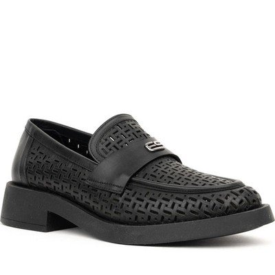 La Conte Damen Schwarze Leder Loafer Freizeit LAC6023-25123