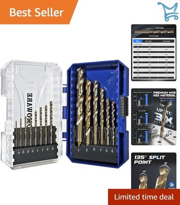 Cobalt Drill Bit Set 14Pcs High Speed Steel Twist Jobber Length for Hardened ...