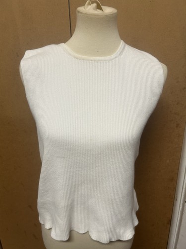 TALBOT’S White Ribbed Shell Sz Large - Picture 2 of 5