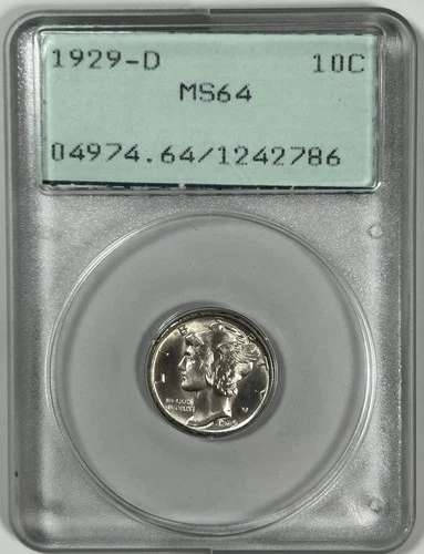 1929-D Mercury Dime Rattler PCGS MS64 - Excellent Bands! Better Date!