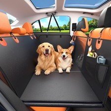 2-In-1 Convertible Hard Bottom Dog Hammock for Car, 100 Waterproof PU Leathe...
