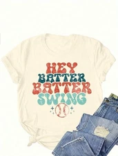 EUC! Woman’s Size XL Tan Baseball/Softball “Hey Batter Batter Swing” T-Shirt
