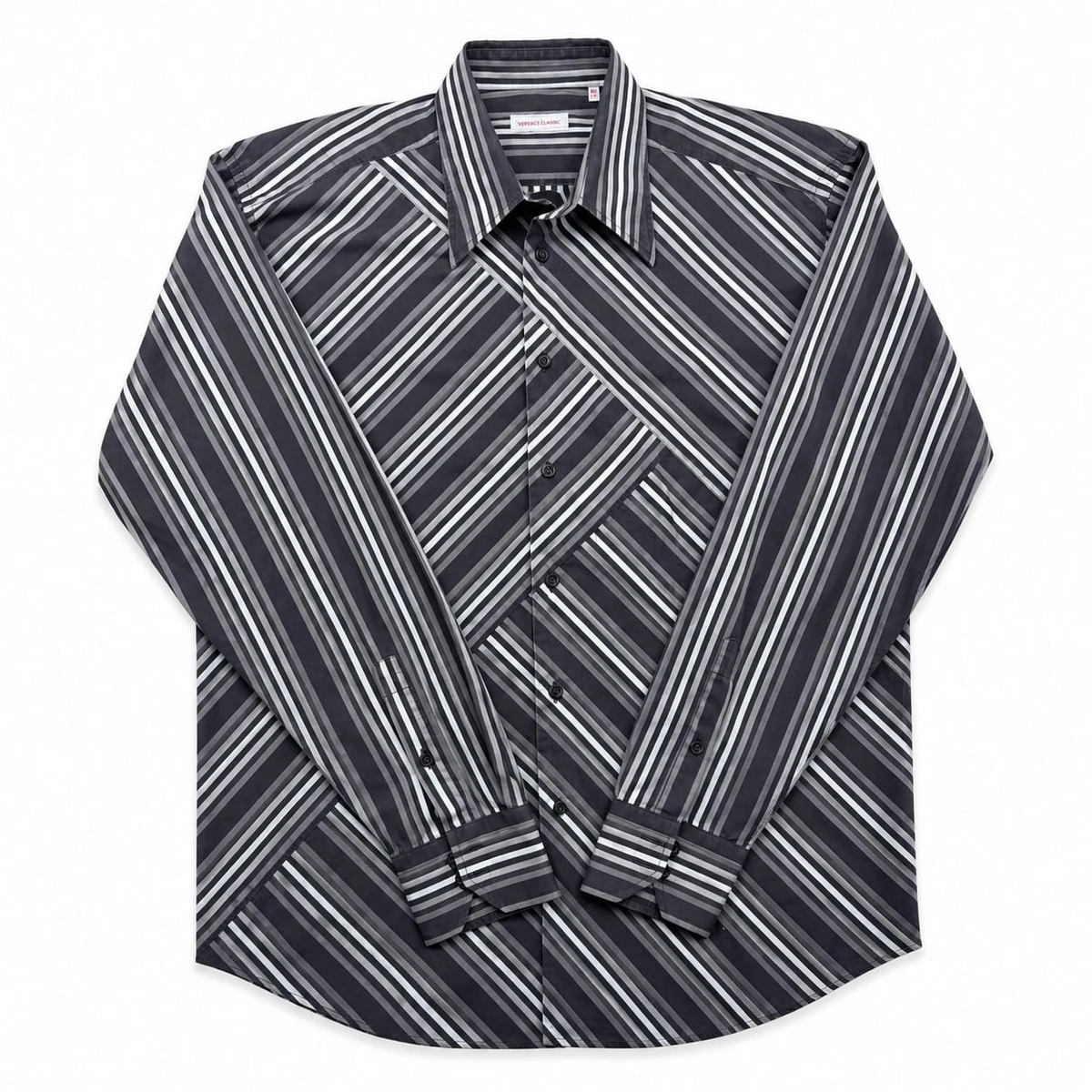Versace Long Sleeve Striped Casual Button-Down Shirts for Men for