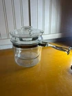 Vtg Pyrex Flameware 6283U 1½ qt Glass Saucepan Double Boiler w/lid flawed