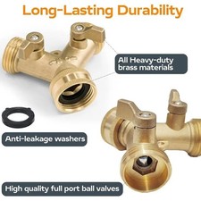 3/4" Solid-Brass Double Two Way Tap Garden Connector Adaptor Hose Splitter UK