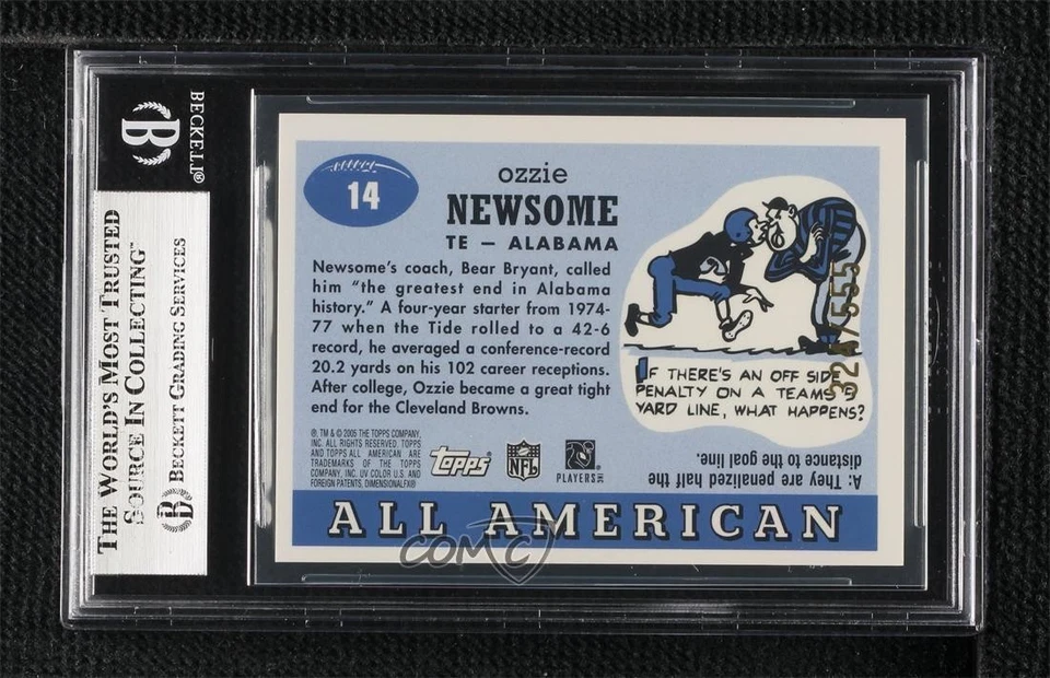 BAS 2005 All American Retired Edition Chrome Gold Ozzie Newsome BGS Authentic - Image 2 of 2