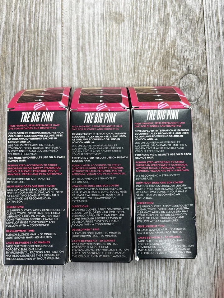 Lote de 3 - Tinte de cabello vegano semipermanente Bleach London BIG PINK Foto 4 de 4