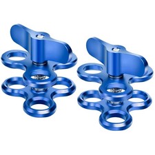 3-Hole 1" Aluminum Clamp Ball Mount 2-Pack - Bracket for Diving Light Arms ...