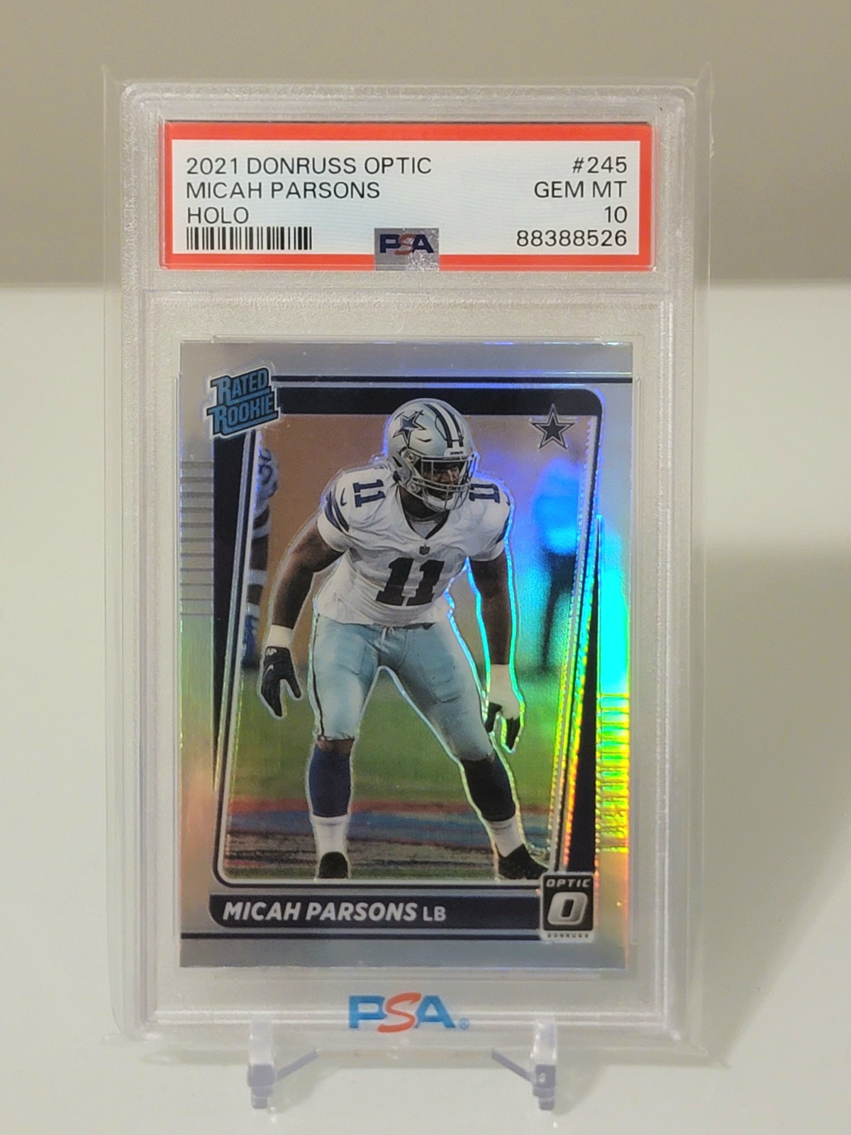 2021 Micah Parsons RC #245 Donruss Optic Holo PSA GEM-MT 10