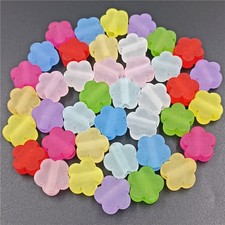 Frosted Spaced Beads 20pcs 15mm Acrylic Flower Shape DIY For Jewelry Making