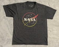 NASA Space Exploration Colorful Faded Logo Grey Tshirt Size Large Approximately