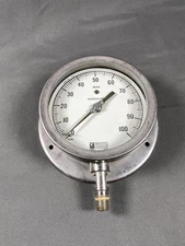 WEKSLER INSTRUMENTS GR2-16-3S ROYAL STAINLESS STEEL 0-100 PSIG GAUGE STEAMPUNK