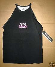 NEW Large ADULT DANCE TOP HALTER HIGH NECK BLACK PINK Satin Elastic straps