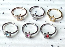 1pc Crystal Gem Flower Nose Hoop / Cartilage Ring Rook Daith Helix Tragus 