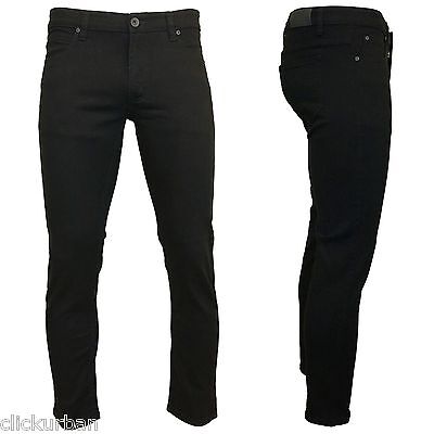 KAYDEN.K JET BLACK Men's Skinny Fit Stretch Twill Denim Jeans Pants Size 28-42 | eBay