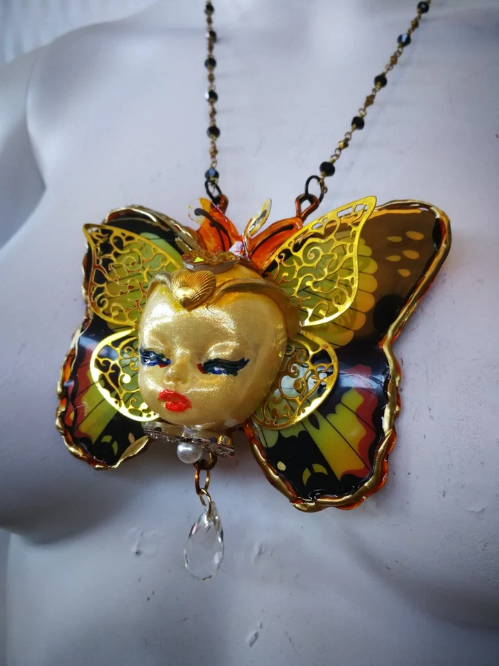 Мадам бабочка роскошь ар-деко модерн природы ювелирных изделий ожерелье кулон насекомое - Изображение 2 из 4