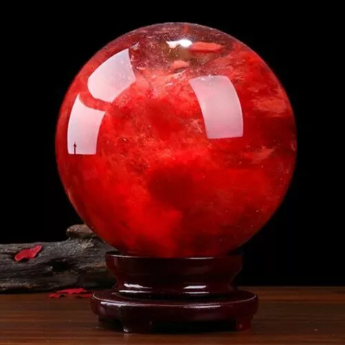 Sfera sfera cristallo quarzo calcite citrino rosso raro 100 mm pietra preziosa curativa + supporto - Foto 7 di 11