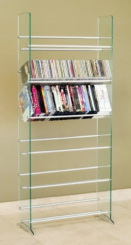 TransDeco Glass Multimedia CD/DVD Rack, Clear/Silver - Picture 3 of 3