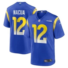 #12 Puka Nacua Men's Stitched Jersey Royal/White 