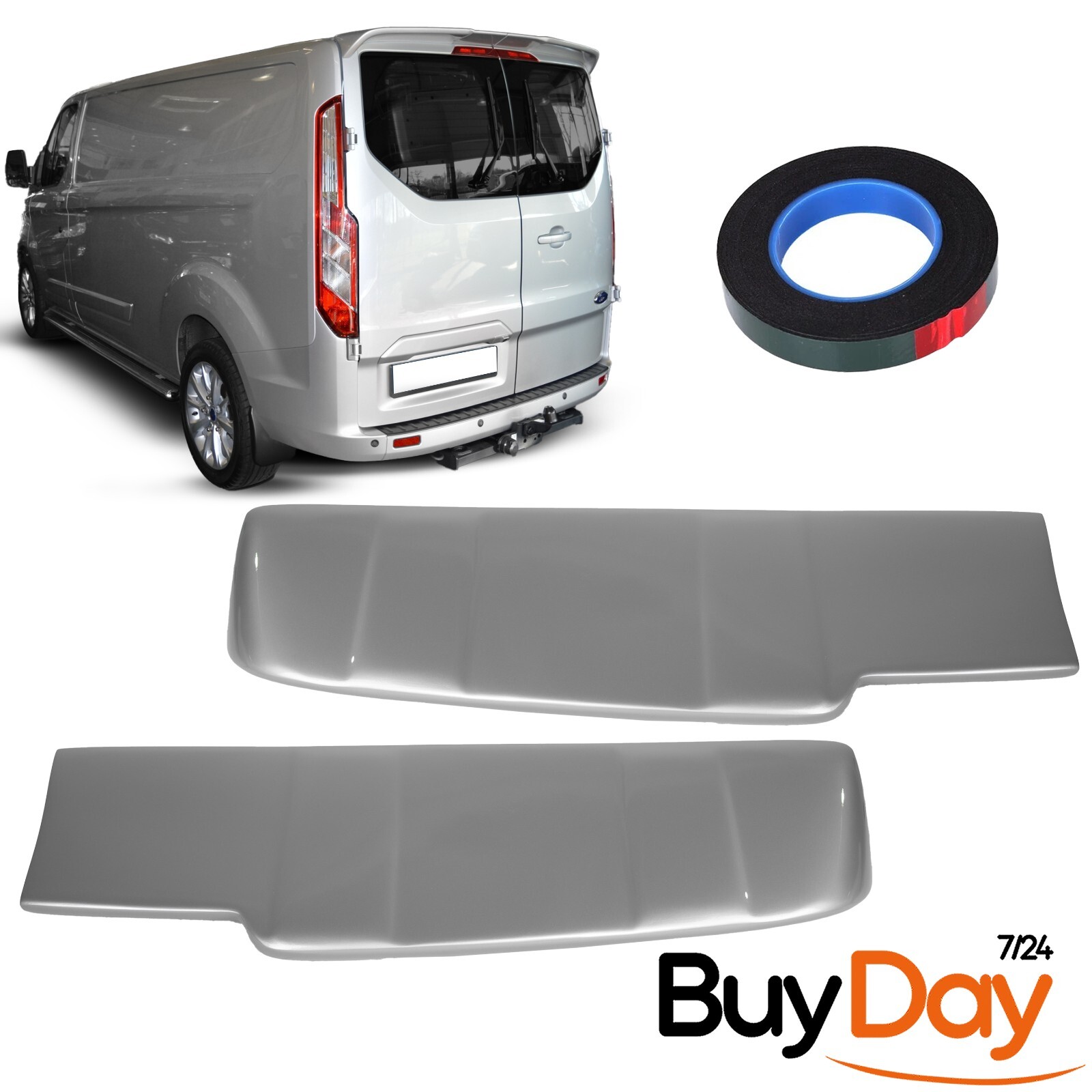 Alerón trasero pintado Moondust puerta de granero plateada para Ford Transit Custom 2013-2024