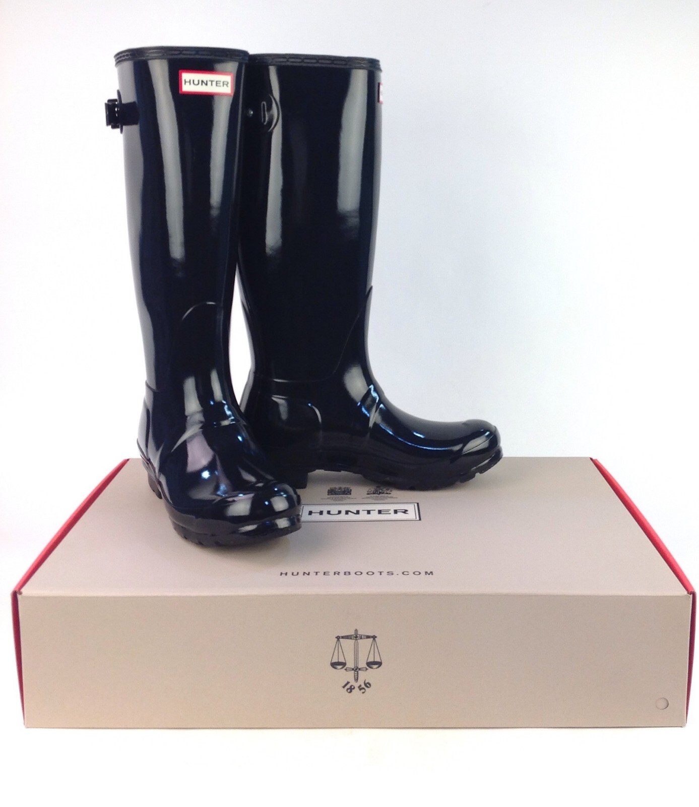 Adjustable Gloss Rain Boots, Black 