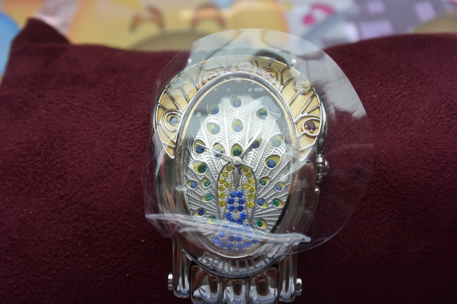 *NEW & RARE* Brillier Royal Plume Swiss-Made Precious Gem Stone Peacock Watch image 2