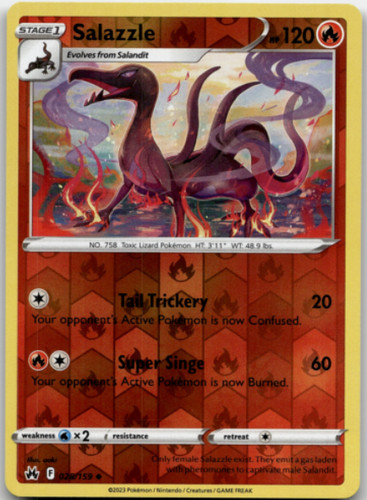 Pokemon - Salazzle - 028/159 - Reverse Holo - Crown Zenith - NM/M