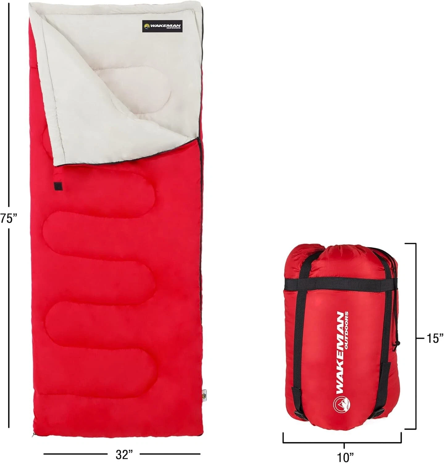 Wakeman Lightweight Durable Sleeping Bag 2-Season Kid Adult Camping Hiking Bag
