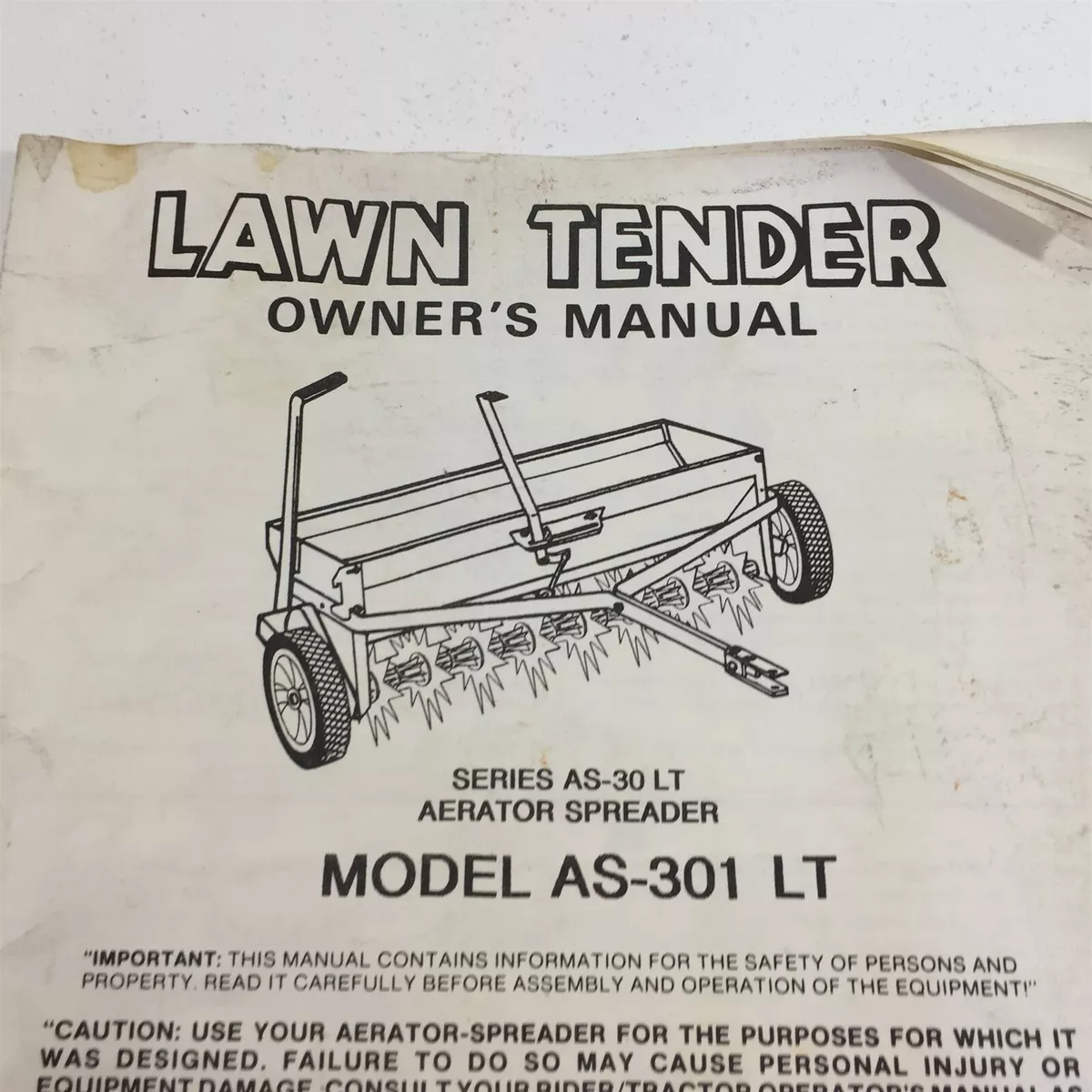Lawn Tender AS 301 LT Lawn Aerator Spreader Owner s Manual