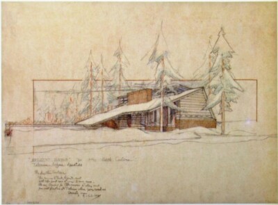 Below Zero Carlson House Frank Lloyd Wright Snow Scene Architecture Art Print