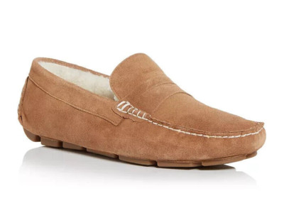 The Men's Store Z2458 Brown Shearling Moc Toe Slippers Size 11