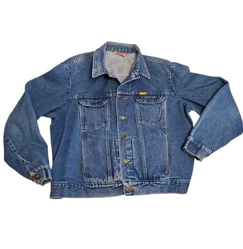 Vintage Rustler Men's L Large Denim Trucker Jean Jacket SOFT Distressed - Picture 2 of 6
