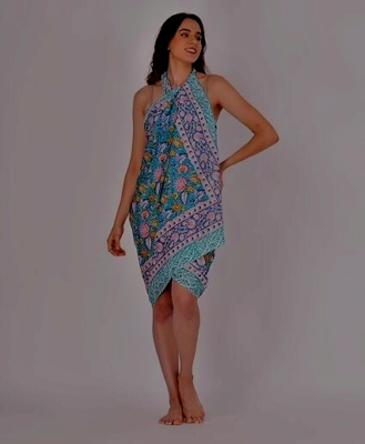 beach scarf dress Amana STRAPLESS SCARF MAXI DRESS - NAVY