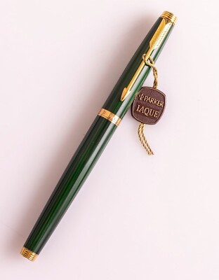 Parker 75 Laque / Laquer Green Malachite Fine Fountain Pen 14K