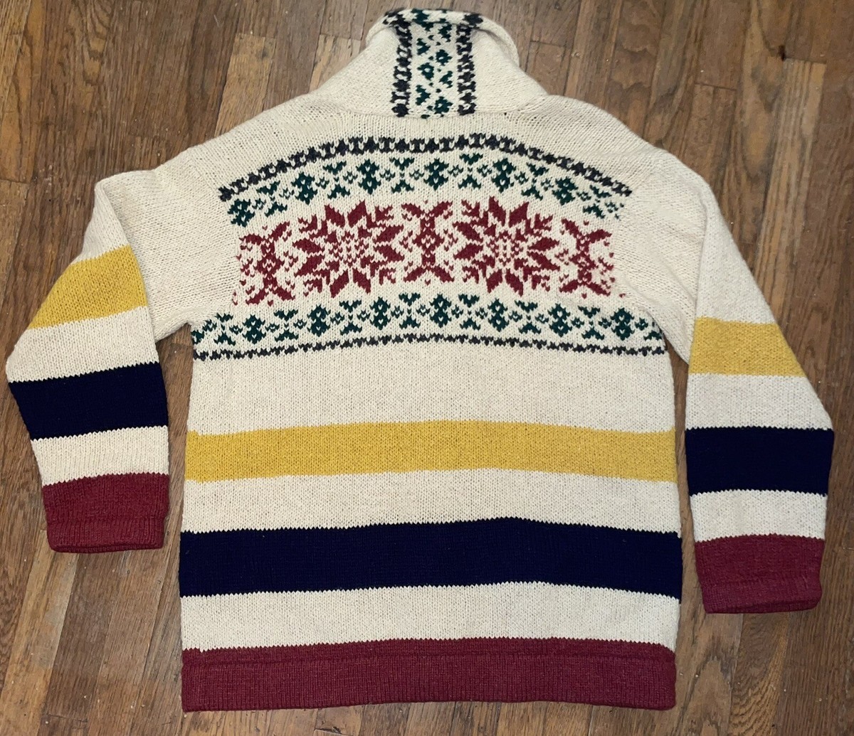 Hand Knit Polo By Ralph Lauren Wool & Silk Winter Sweater Cardigan