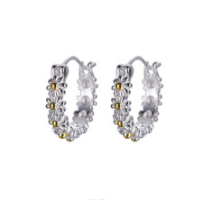 S925 Sterling Silver Gold Daisy Flower Huggie Hoop Earrings Women Gift Box A28