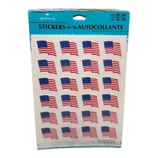 VTG 1987 Hallmark AMERICAN USA FLAGS Patriotic Stars Strips Stickers 4 Sheets