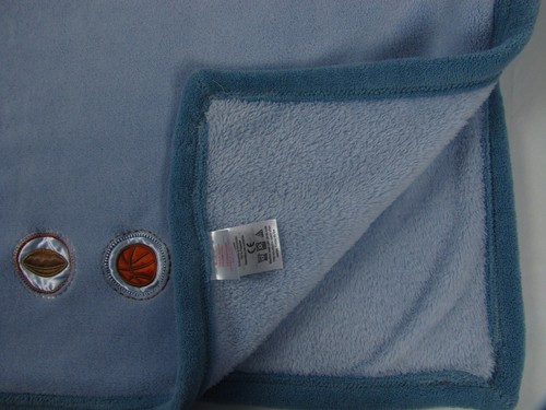 Beansprout Blue Blanket Baby Boy Plush Sport Security Baseball Football HTF Rare - Picture 2 of 4