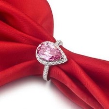 3.50Ct Pear Shaped Pink CZ 925 Sterling Silver Anniversary Engagement Ring