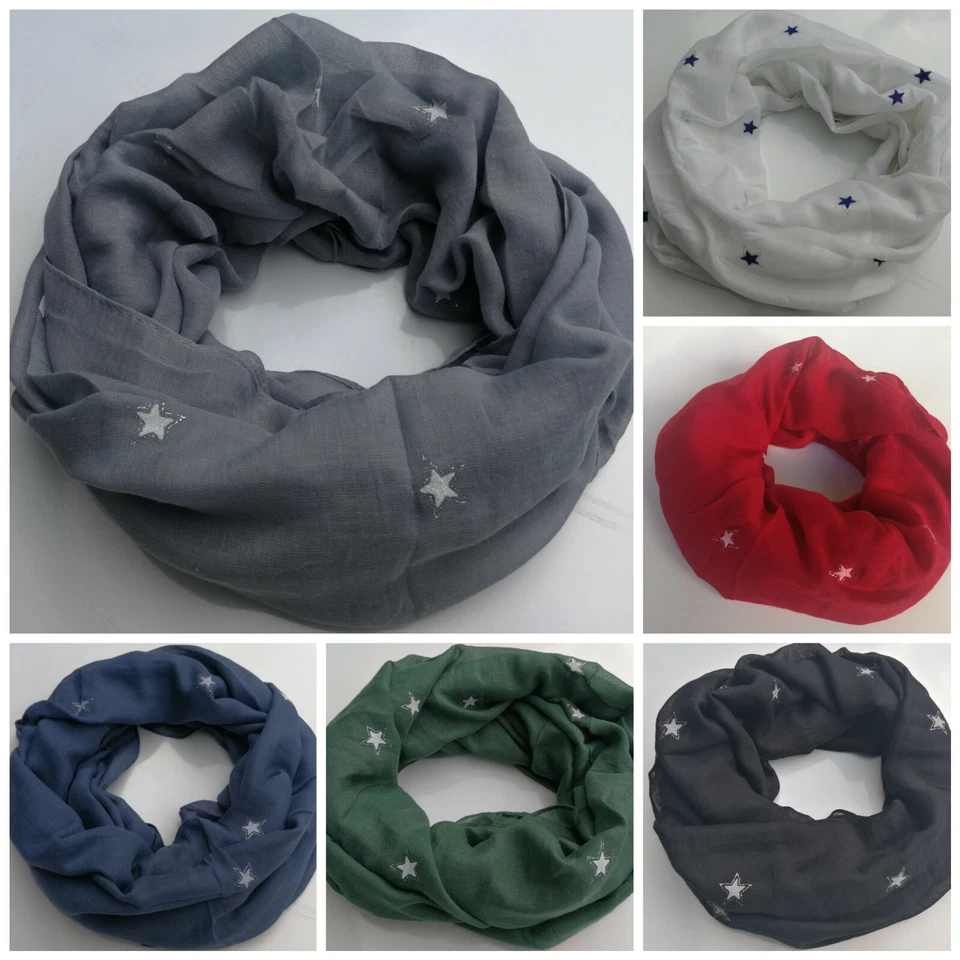 Sterne Schlauchschal Glitzer Rundschal Loop Damen Halstuch Loopschal Mund Maske