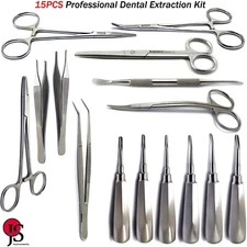 Dental Extraction Instruments Kit Luxation Elevators Tweezers Forceps Scissors
