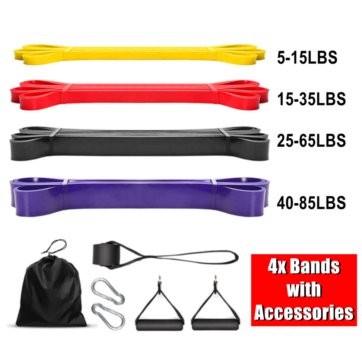 1/4/5/6X Heavy Duty Resistance Loop Yoga Bands Set Exercise Fitness