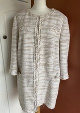 Dress Coat Size 18 White Cream Ivory Gold Bouclé Tweed Pockets Gallery
