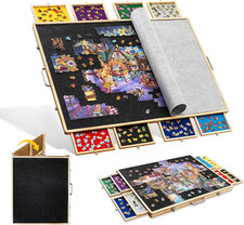 2000 Piece Foldable Puzzle Board with 8 Sorting Trays/Drawers, Jigsaw Puzzle Tab