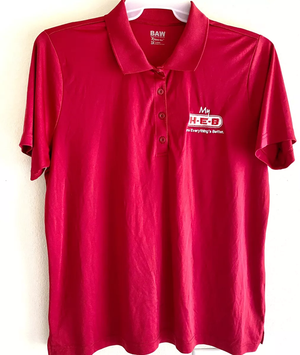 HEB Texas Grocery Store Employee Uniform polo work shirt Ladies Sz 3X Embroiderd
