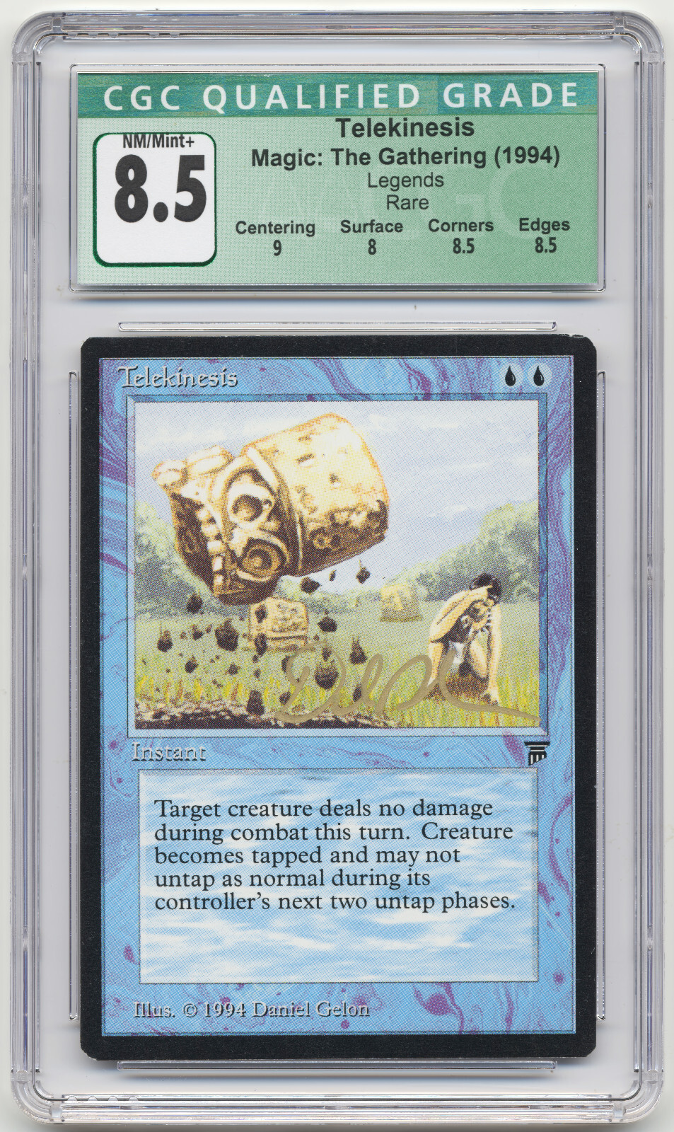 Graded Gold Signed Telekinesis CGC Legends Artist Daniel Gelon MTG Reserved List