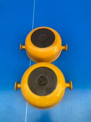 Plat En Fonte Jaune Le Creuset Vintage – Made In France, Années 1980, Induction Compatible